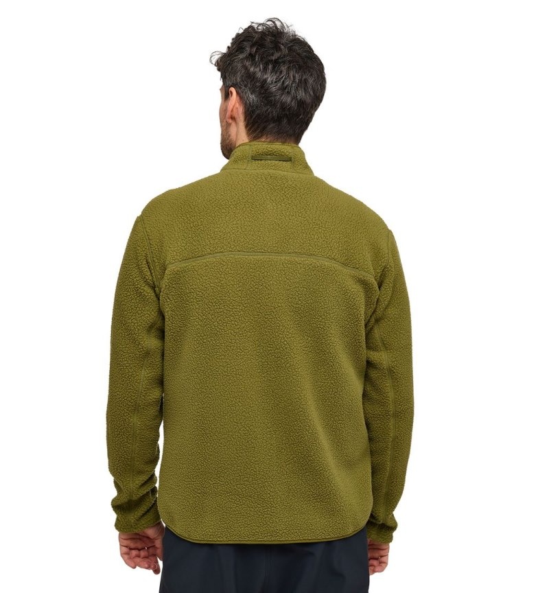 Men's Haglöfs Mossa Pile Jacket Fleece Jackets Olive Green Canada | UF34-987