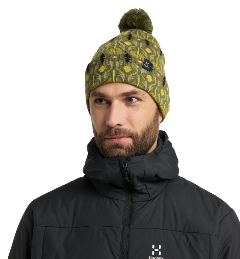 Men's Haglöfs Mountain Jaquard Beanie Beanies Olive Green Canada | ZY80-177