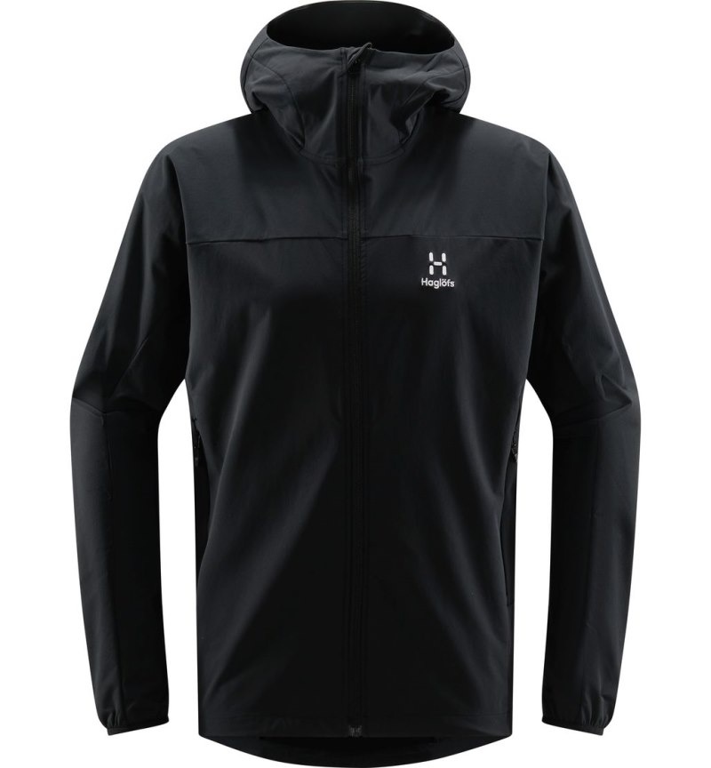 Men's Haglöfs Move Softshell Hood Windbreaker Black Canada | YQ81-094