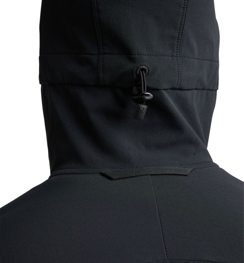 Men's Haglöfs Move Softshell Hood Windbreaker Black Canada | YQ81-094