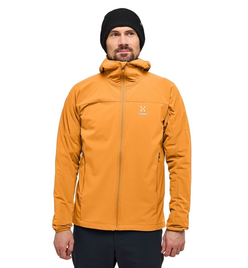 Men's Haglöfs Move Softshell Hood Windbreaker Yellow Canada | FU70-872