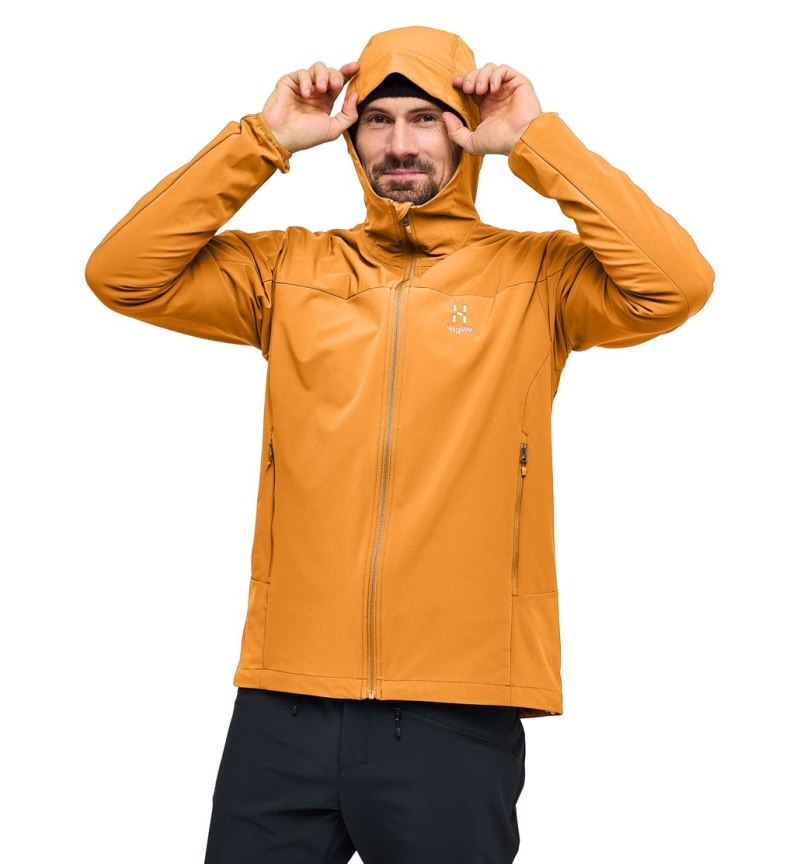 Men's Haglöfs Move Softshell Hood Windbreaker Yellow Canada | FU70-872