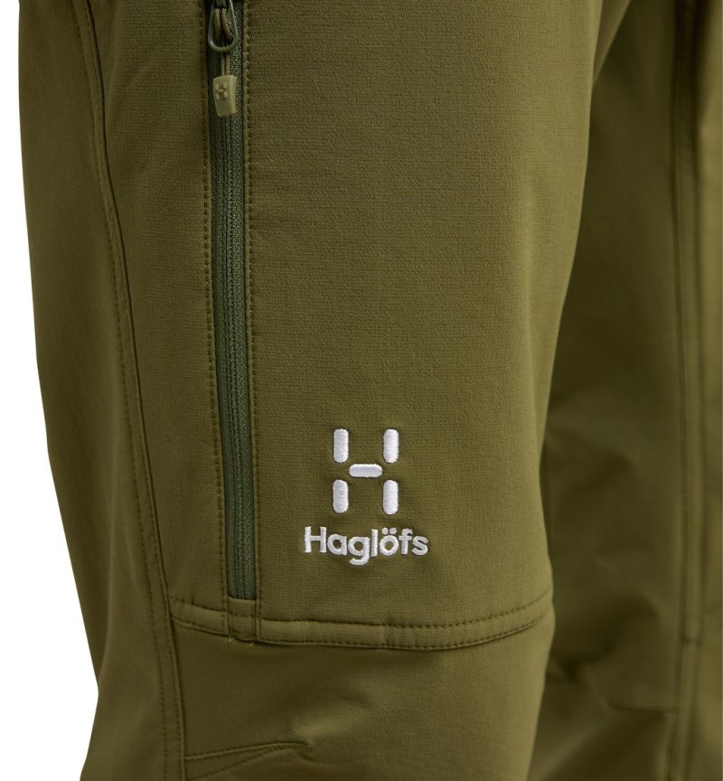 Men's Haglöfs Move Softshell Standard Pant Softshell Trousers Olive Green Canada | UI38-221