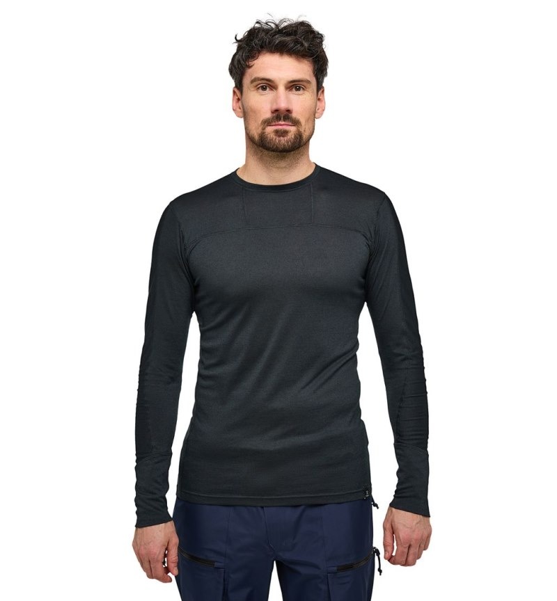 Men's Haglöfs Natural Blend Tech Crew Neck Baselayers Black Canada | KI21-133