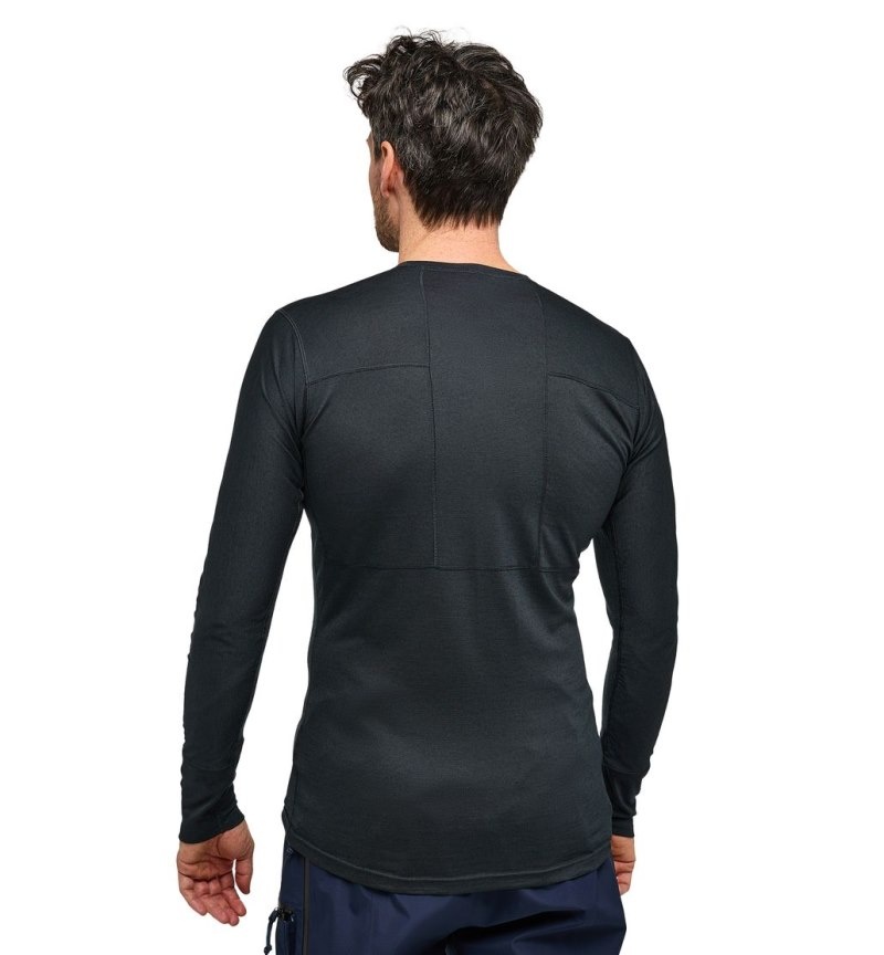 Men's Haglöfs Natural Blend Tech Crew Neck Baselayers Black Canada | KI21-133