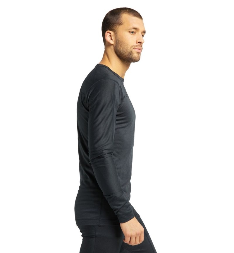 Men's Haglöfs Natural Blend Tech Crew Neck Baselayers Black Canada | KI21-133