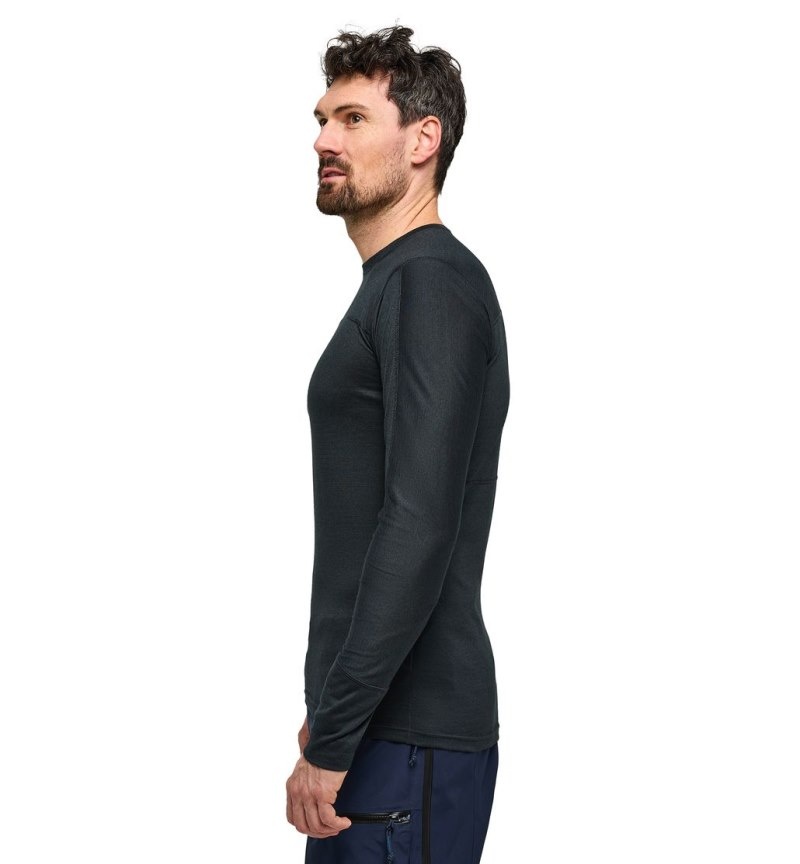 Men's Haglöfs Natural Blend Tech Crew Neck Baselayers Black Canada | KI21-133