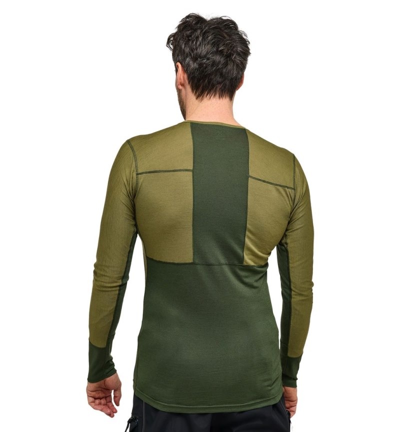 Men's Haglöfs Natural Blend Tech Crew Neck Baselayers Green / Olive Green Canada | EB79-086