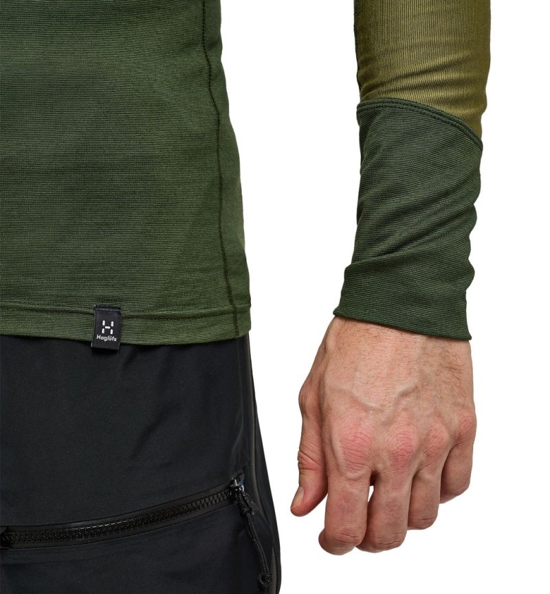 Men's Haglöfs Natural Blend Tech Crew Neck Baselayers Green / Olive Green Canada | EB79-086