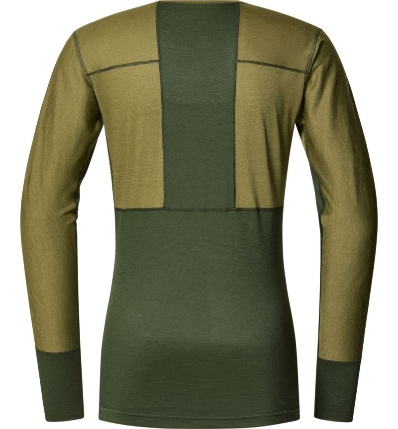 Men's Haglöfs Natural Blend Tech Crew Neck Baselayers Green / Olive Green Canada | EB79-086