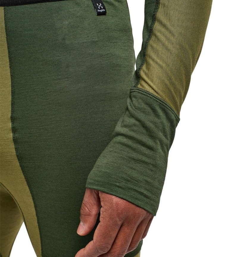 Men's Haglöfs Natural Blend Tech Long Johns Tights Green / Olive Green Canada | PW95-631