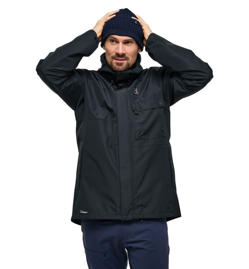 Men's Haglöfs Porfyr Proof Jacket Windbreaker Black Canada | RF16-543