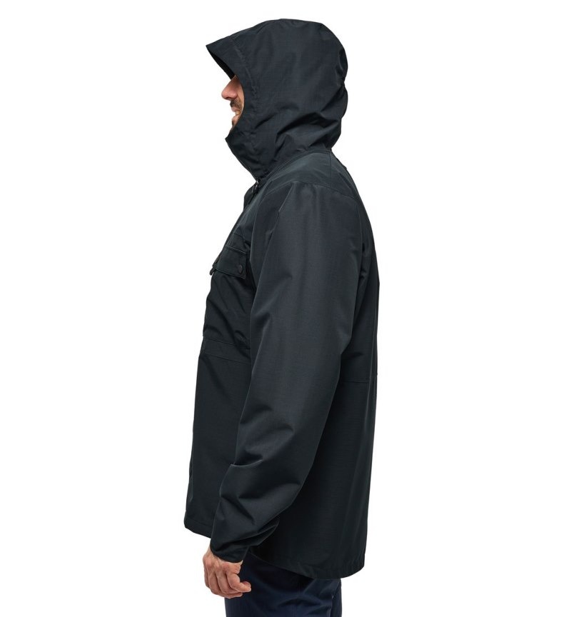 Men's Haglöfs Porfyr Proof Jacket Windbreaker Black Canada | RF16-543