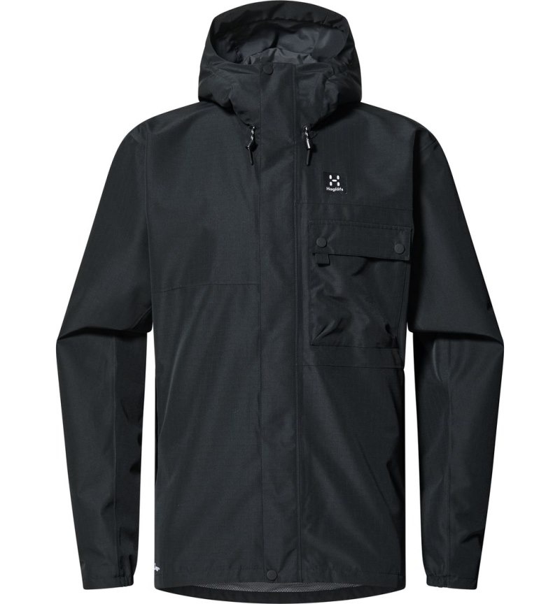 Men's Haglöfs Porfyr Proof Jacket Windbreaker Black Canada | RF16-543