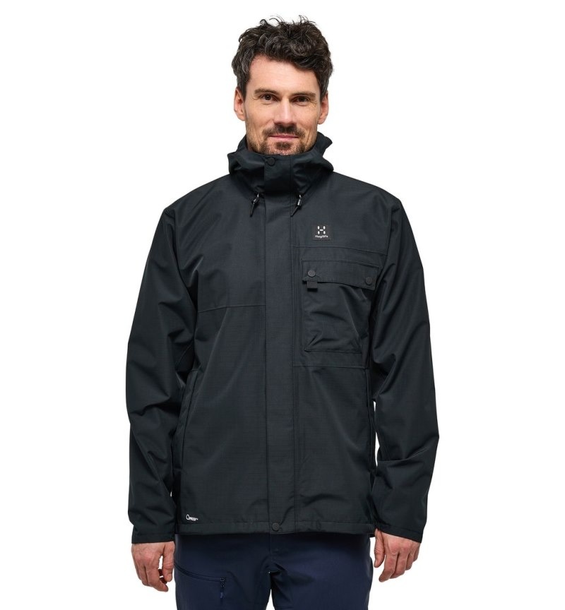 Men\'s Haglöfs Porfyr Proof Jacket Windbreaker Black Canada | RF16-543