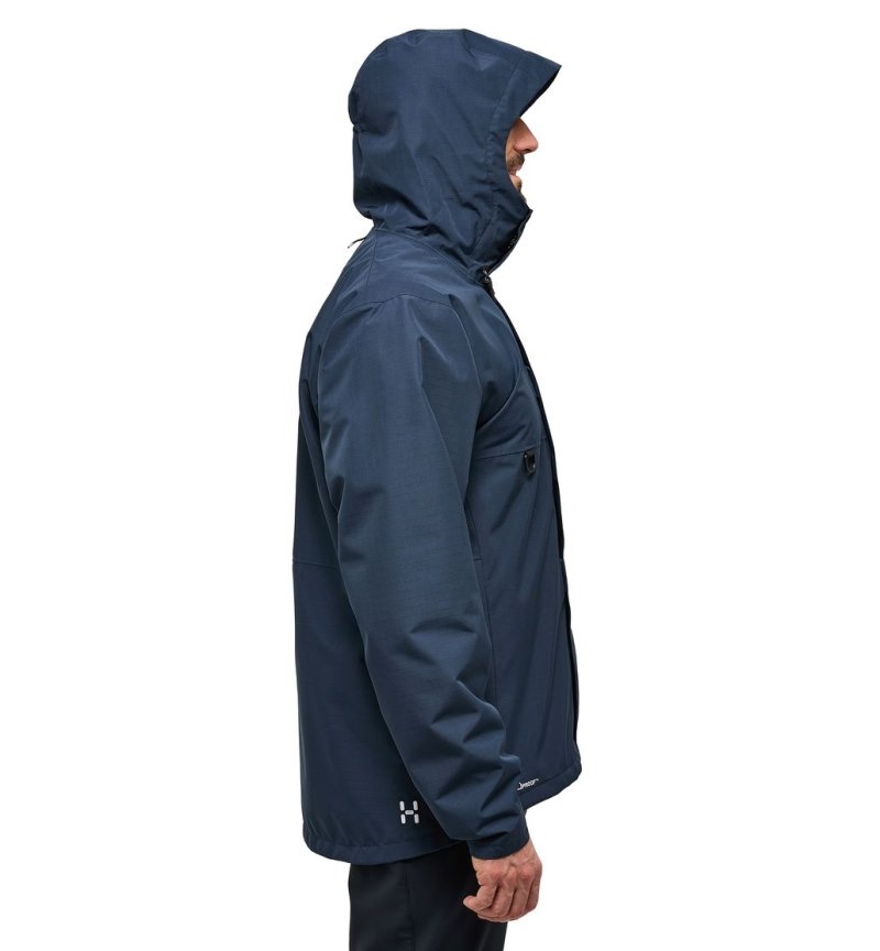 Men's Haglöfs Porfyr Proof Jacket Windbreaker Blue Canada | HD32-997