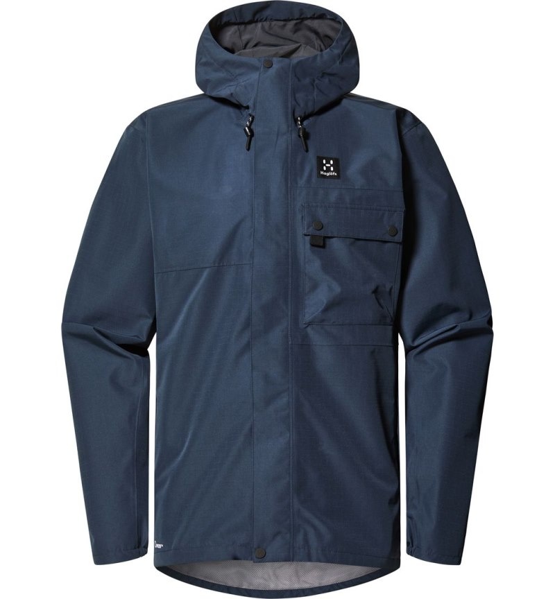 Men's Haglöfs Porfyr Proof Jacket Windbreaker Blue Canada | HD32-997