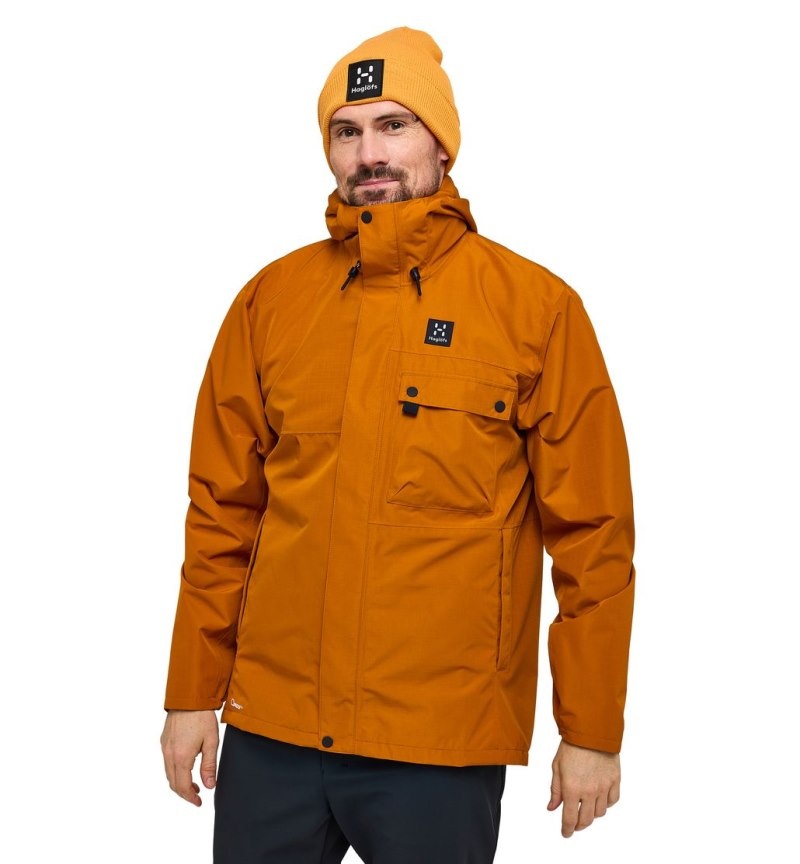 Men's Haglöfs Porfyr Proof Jacket Windbreaker Golden Brown Canada | IM55-743