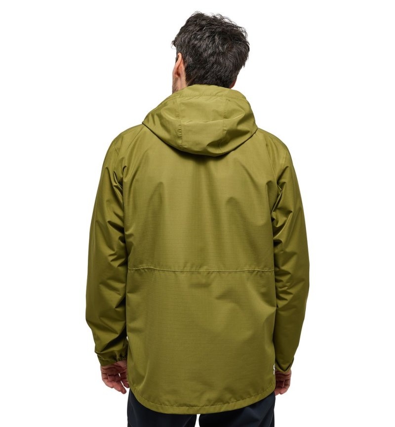 Men's Haglöfs Porfyr Proof Jacket Windbreaker Olive Green Canada | OM07-949