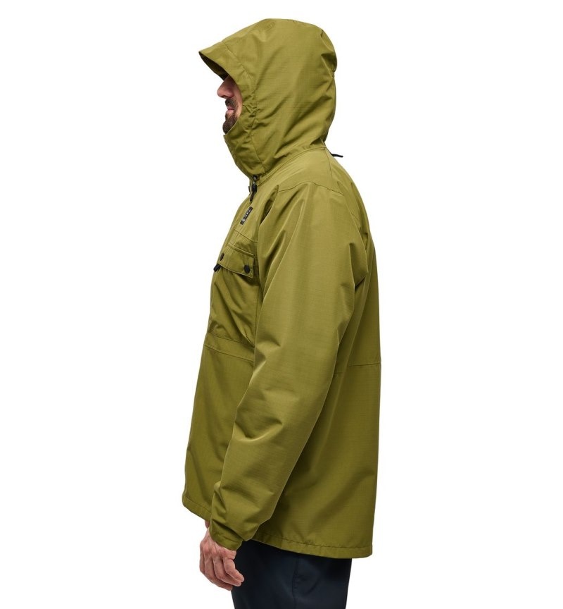 Men's Haglöfs Porfyr Proof Jacket Windbreaker Olive Green Canada | OM07-949