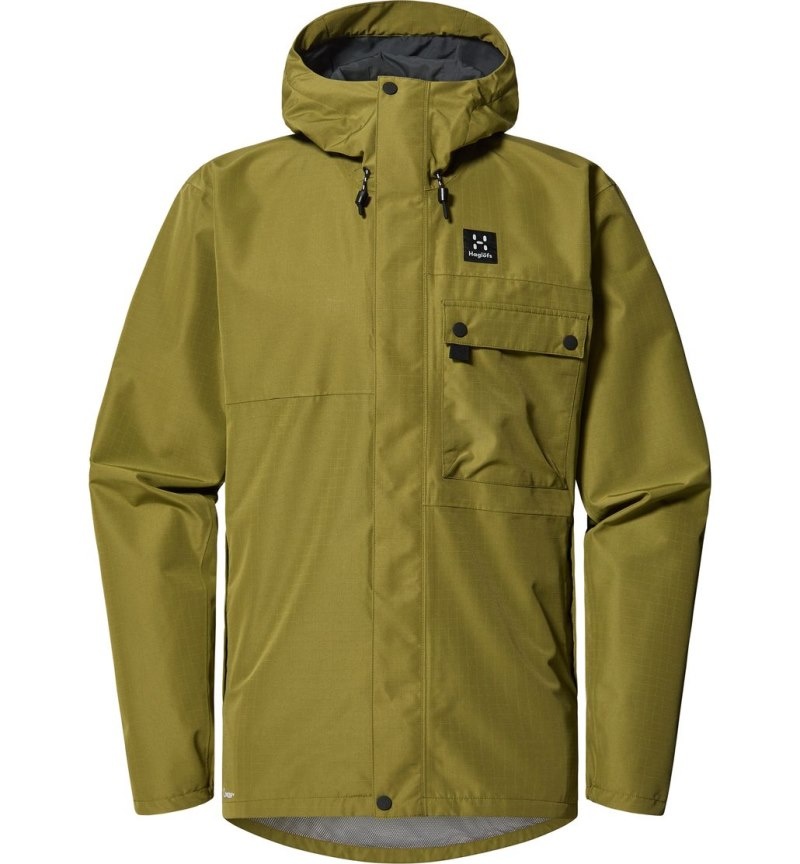 Men's Haglöfs Porfyr Proof Jacket Windbreaker Olive Green Canada | OM07-949