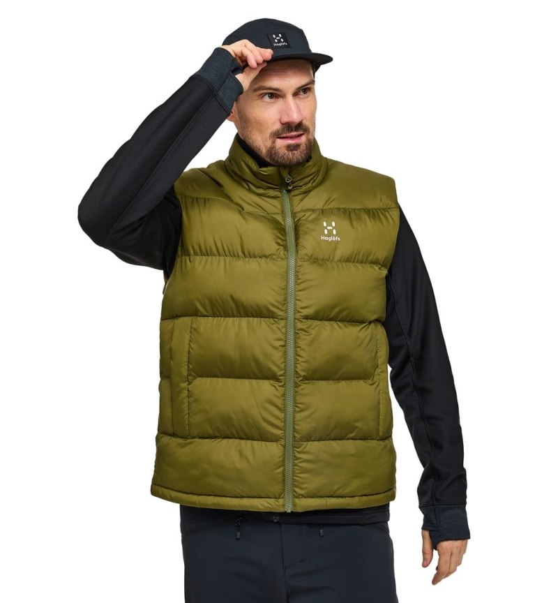 Men's Haglöfs Puffy Mimic Vest Insulated Jackets Olive Green Canada | DF27-816