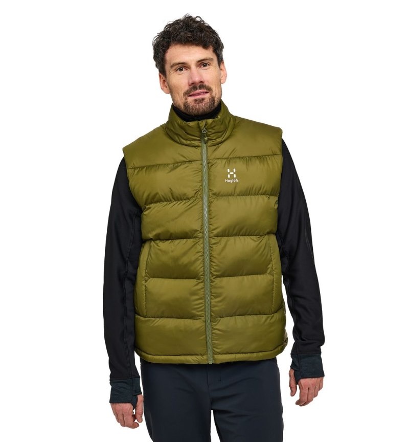 Men\'s Haglöfs Puffy Mimic Vest Insulated Jackets Olive Green Canada | DF27-816