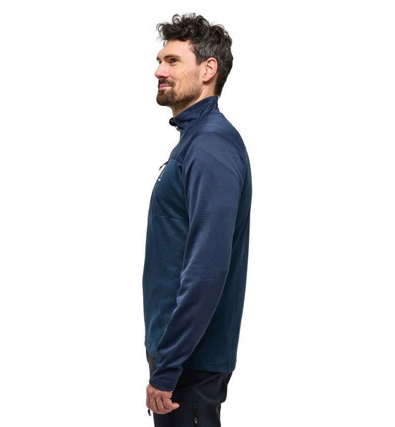 Men's Haglöfs ROC Flash Mid Halfzip Fleece Jackets Blue Canada | NR43-167