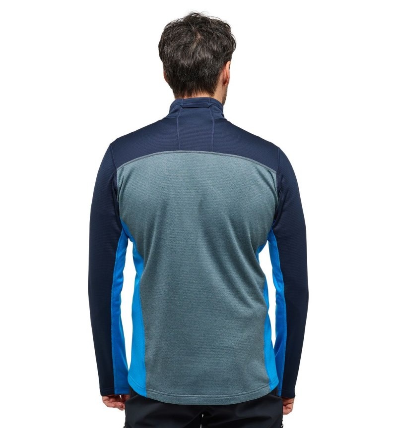 Men's Haglöfs ROC Flash Mid Halfzip Fleece Jackets Blue / Blue Canada | RO96-195