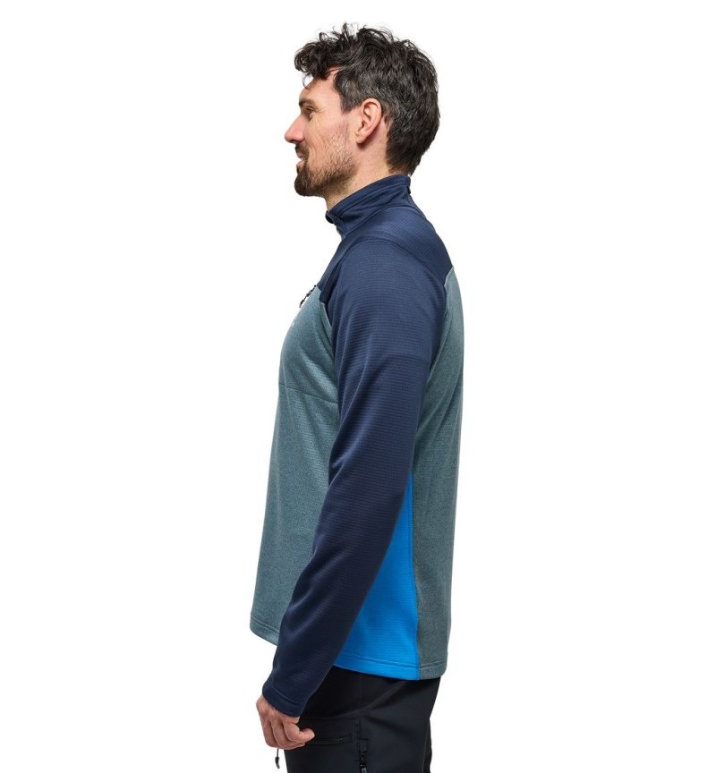 Men's Haglöfs ROC Flash Mid Halfzip Fleece Jackets Blue / Blue Canada | RO96-195