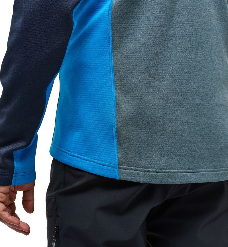 Men's Haglöfs ROC Flash Mid Halfzip Fleece Jackets Blue / Blue Canada | RO96-195