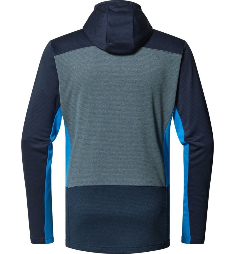 Men's Haglöfs ROC Flash Mid Hood Fleece Jackets Blue / Blue Canada | NI36-160