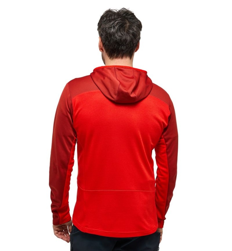 Men's Haglöfs ROC Flash Mid Hood Fleece Jackets Corrosion / Red Canada | AI70-334