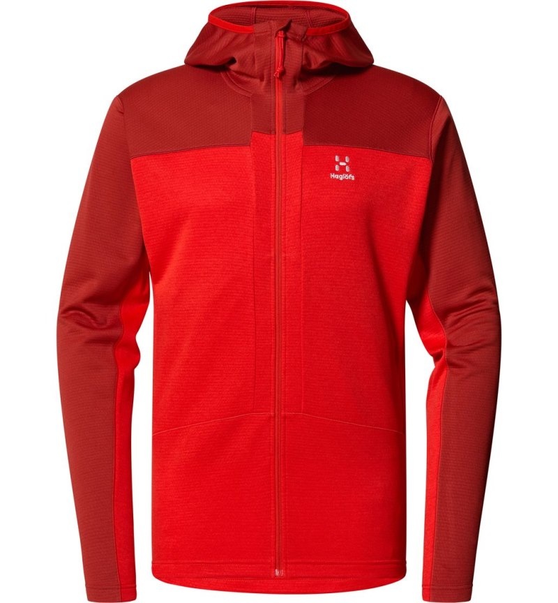 Men's Haglöfs ROC Flash Mid Hood Fleece Jackets Corrosion / Red Canada | AI70-334