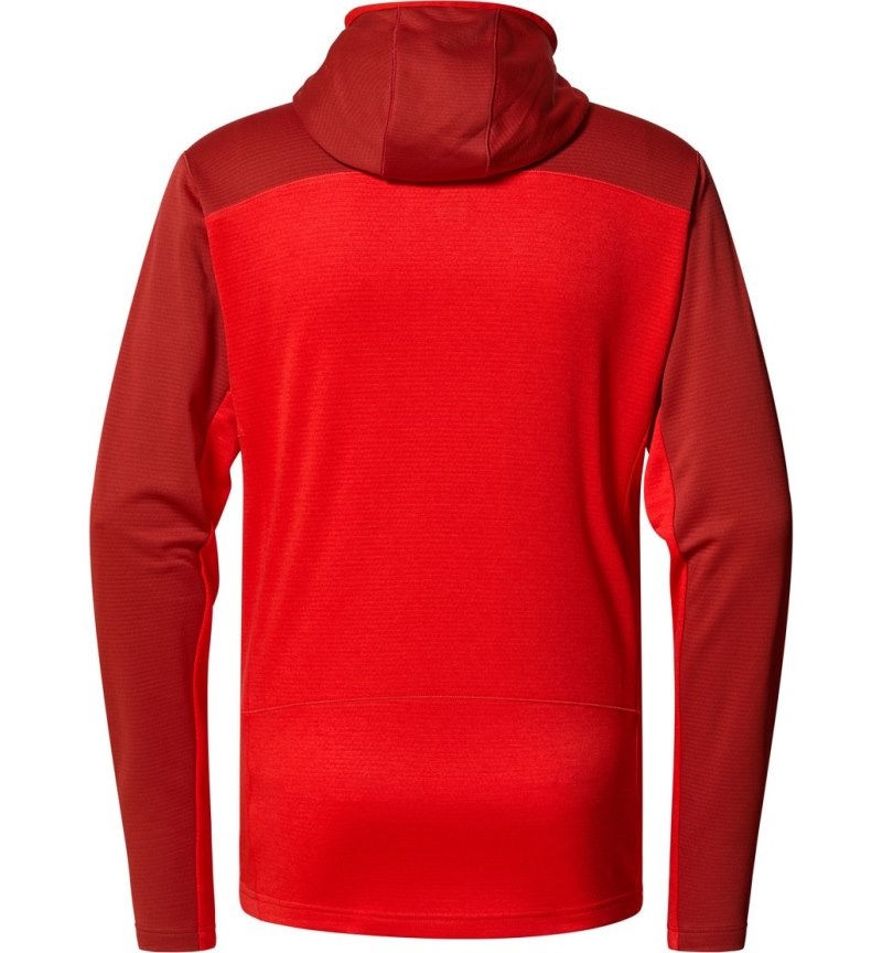 Men's Haglöfs ROC Flash Mid Hood Fleece Jackets Corrosion / Red Canada | AI70-334