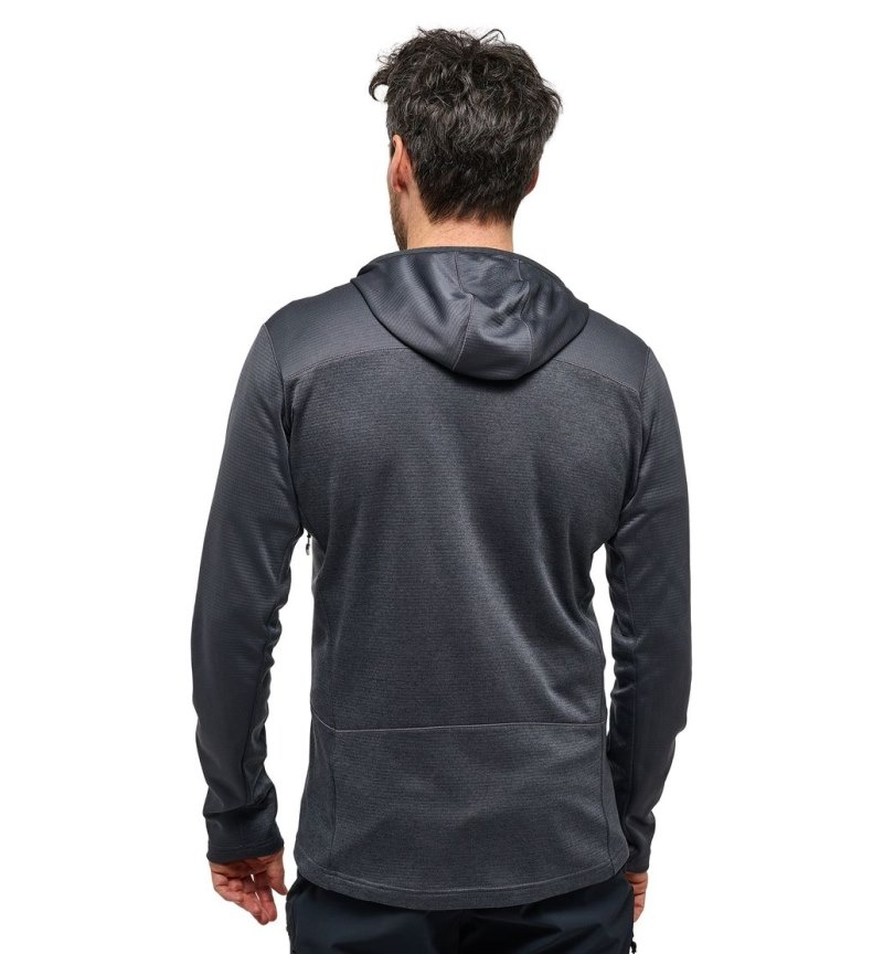 Men's Haglöfs ROC Flash Mid Hood Fleece Jackets Magnetite Canada | YV97-479