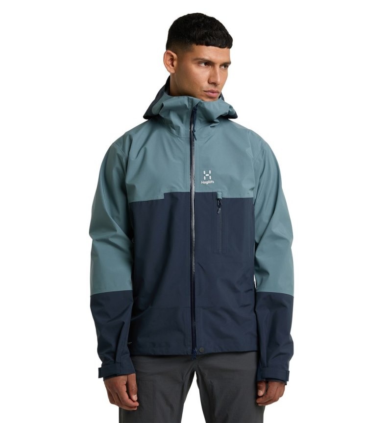 Men\'s Haglöfs ROC Sloper Proof Jacket Windbreaker Blue / Blue Canada | OW66-924