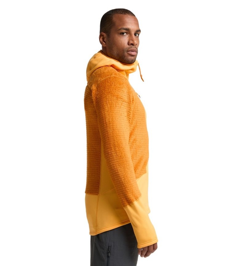 Men's Haglöfs ROC Spitz Mid Hood Fleece Jackets Yellow / Yellow Canada | YI42-405