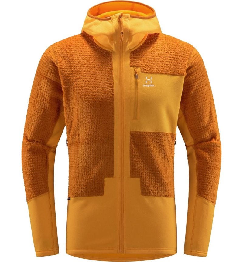 Men's Haglöfs ROC Spitz Mid Hood Fleece Jackets Yellow / Yellow Canada | YI42-405