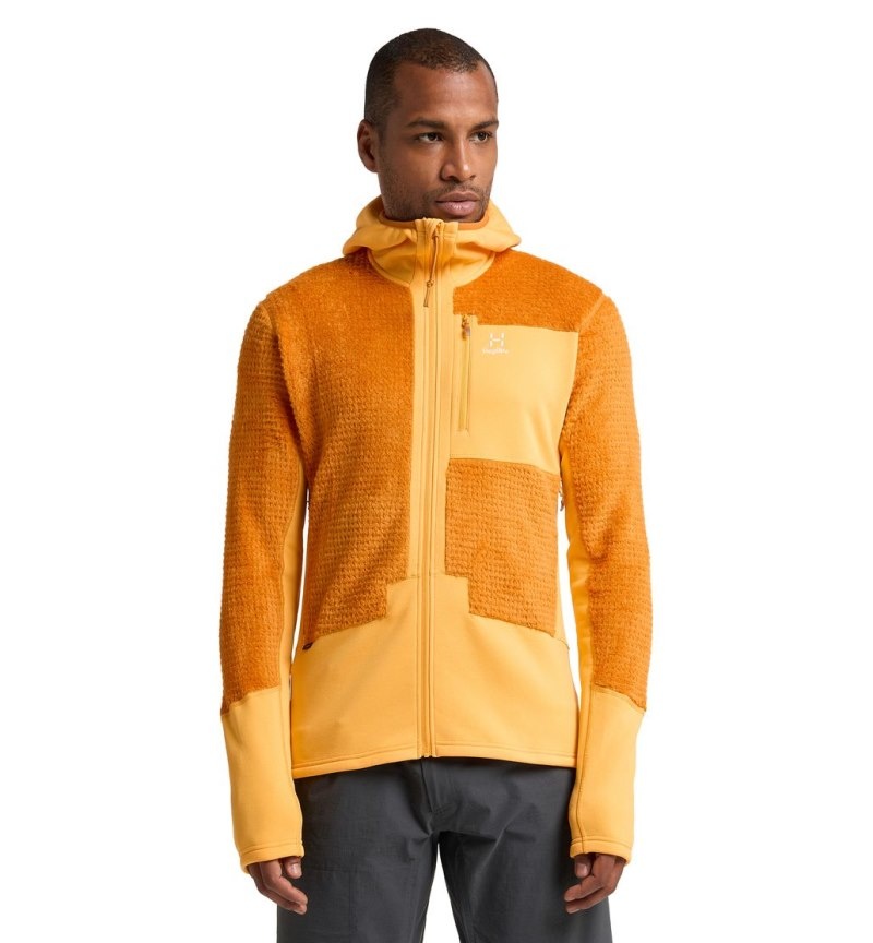 Men\'s Haglöfs ROC Spitz Mid Hood Fleece Jackets Yellow / Yellow Canada | YI42-405