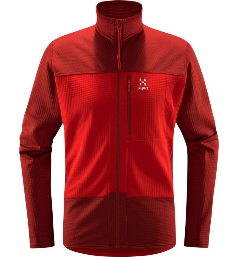 Men's Haglöfs ROC Spitz Mid Jacket Fleece Jackets Red / Corrosion Canada | KM34-785