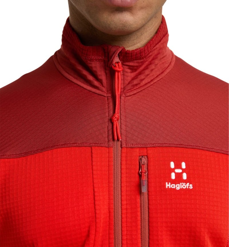 Men's Haglöfs ROC Spitz Mid Jacket Fleece Jackets Red / Corrosion Canada | KM34-785