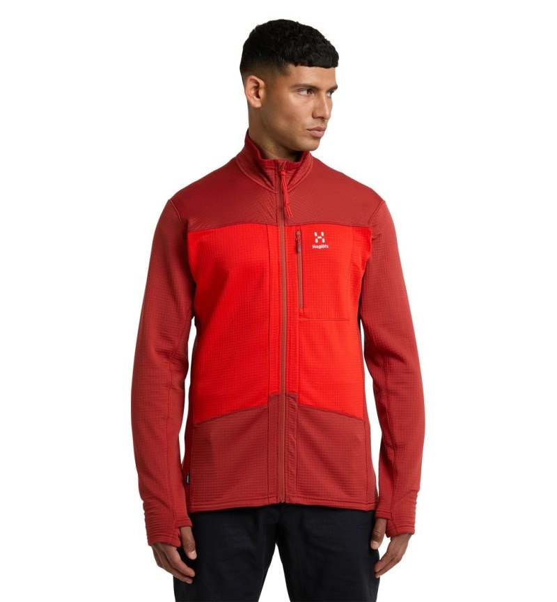 Men\'s Haglöfs ROC Spitz Mid Jacket Fleece Jackets Red / Corrosion Canada | KM34-785