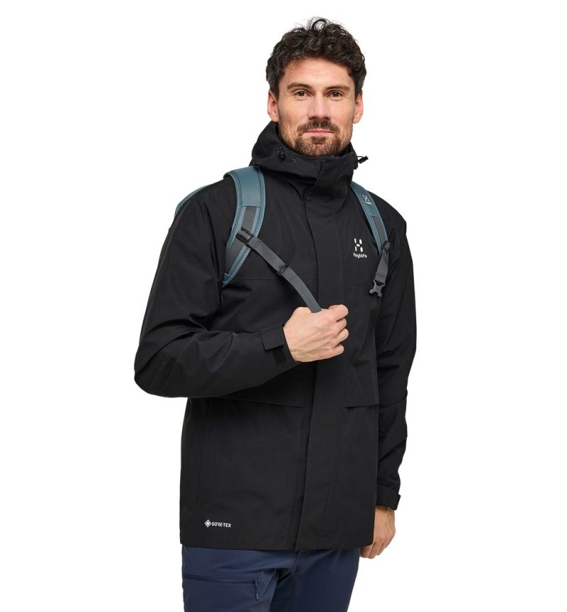 Men's Haglöfs Reed GTX Parka Windbreaker Black Canada | OH47-568