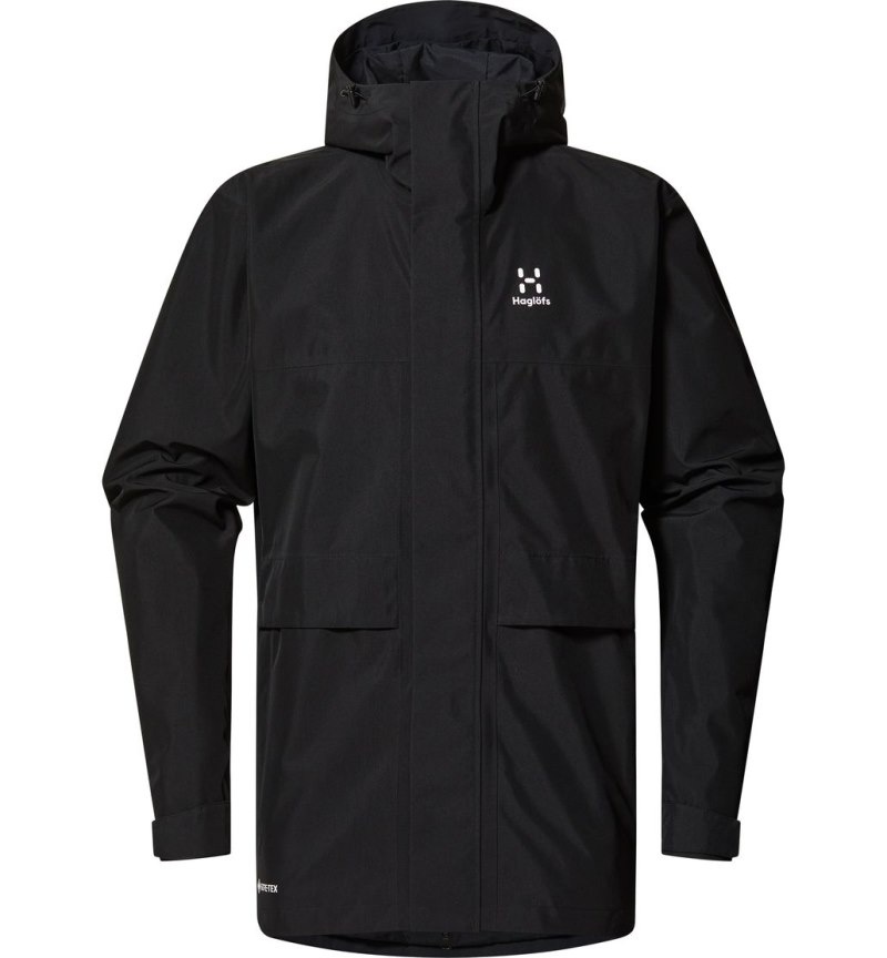 Men's Haglöfs Reed GTX Parka Windbreaker Black Canada | OH47-568