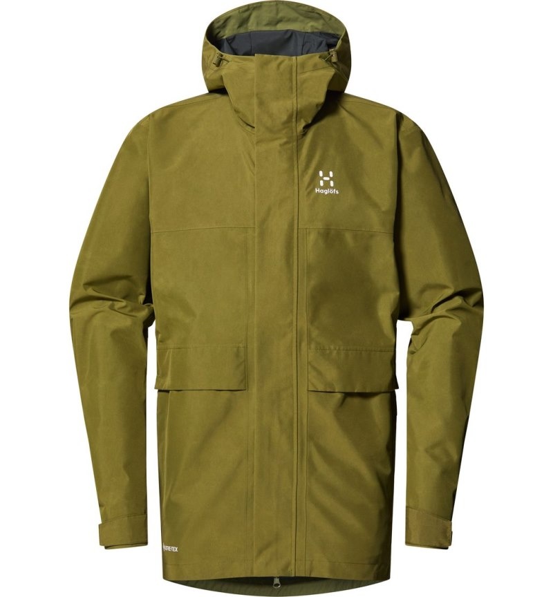 Men's Haglöfs Reed GTX Parka Windbreaker Olive Green Canada | CO94-137