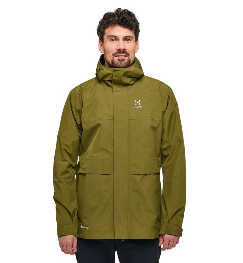 Men\'s Haglöfs Reed GTX Parka Windbreaker Olive Green Canada | CO94-137