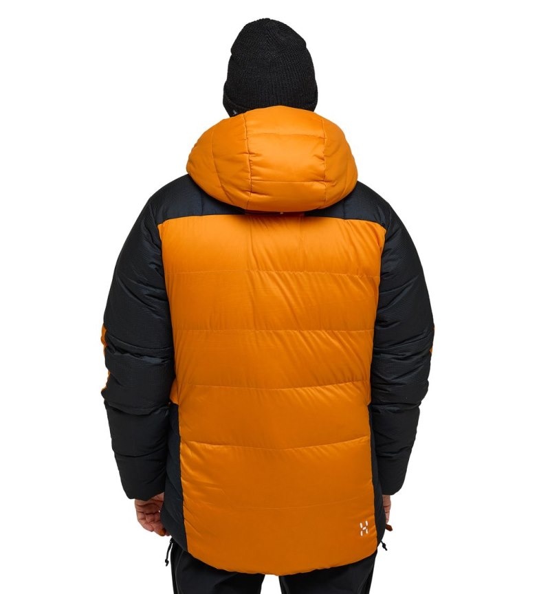 Men's Haglöfs Riksgränsen Down 850 Hood Insulated Jackets Yellow / Black Canada | BF61-189