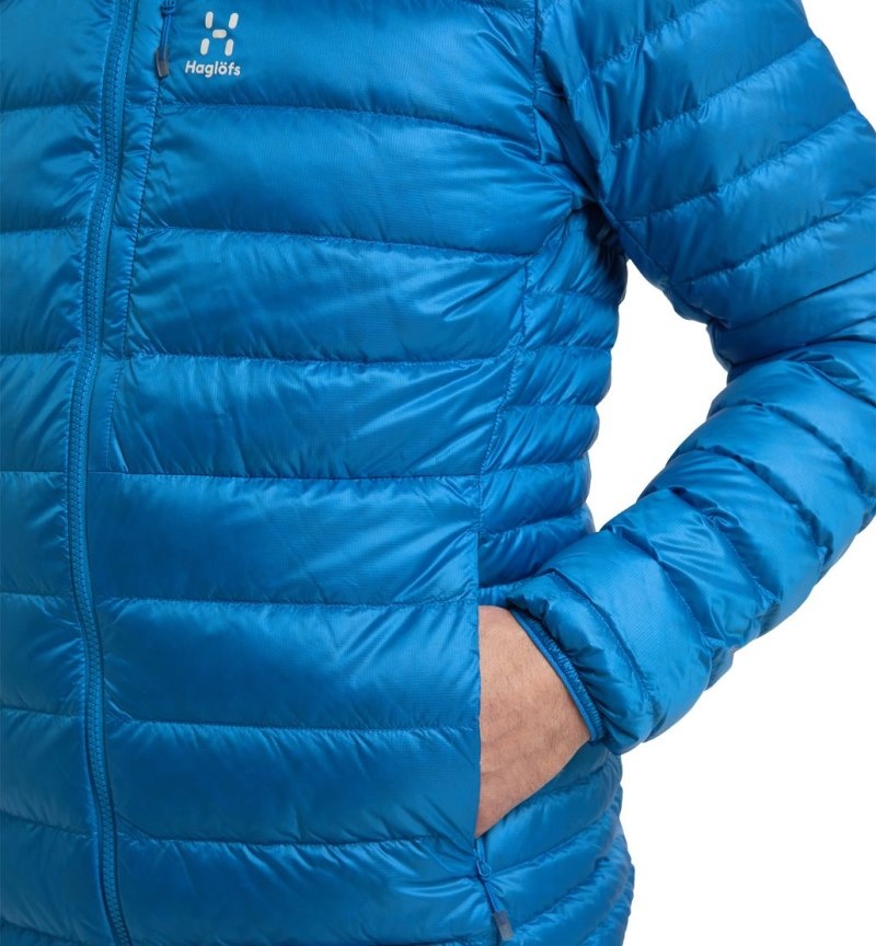 Men's Haglöfs Roc Down Hood Insulated Jackets Blue Canada | ZQ09-107