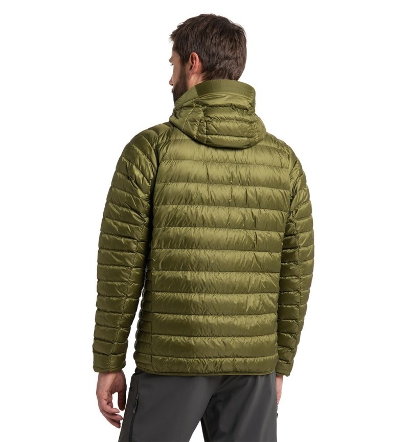 Men's Haglöfs Roc Down Hood Insulated Jackets Olive Green Canada | IM50-509